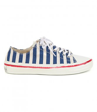 SHOES - GOOEY LOW-TOP SNEAKERS IN STRIPED CANVAS WITH MARNI GRAFFITI