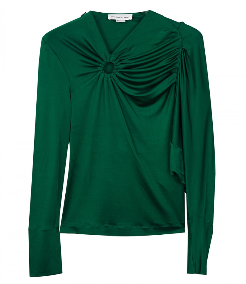 CLOTHES - GATHERED DETAIL TOP IN EMERALD