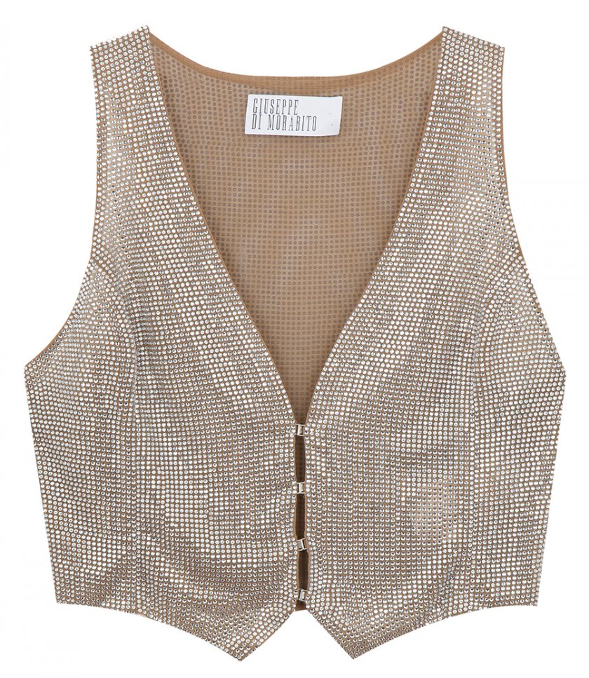 TOPS - VEST WITH ALL-OVER MICRO RHINESTONES
