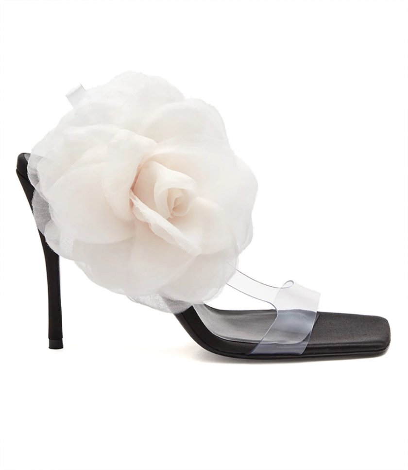 SHOES - ORGANZA FLOWER PVC SANDALS IN BLACK PINK