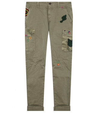 TROUSERS - CHILE CARGO PATCHED TROUSERS IN STRETCH GABARDINE