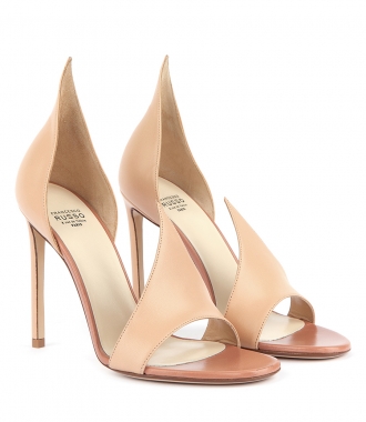 SHOES - OPEN TOE NUDE SUEDE SANDALS