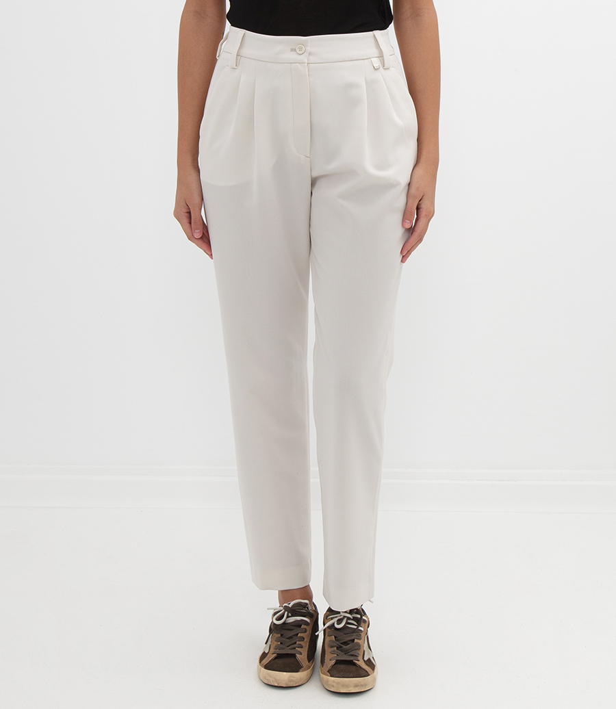 PLEATED VISCOSE EFFECT TROUSERS