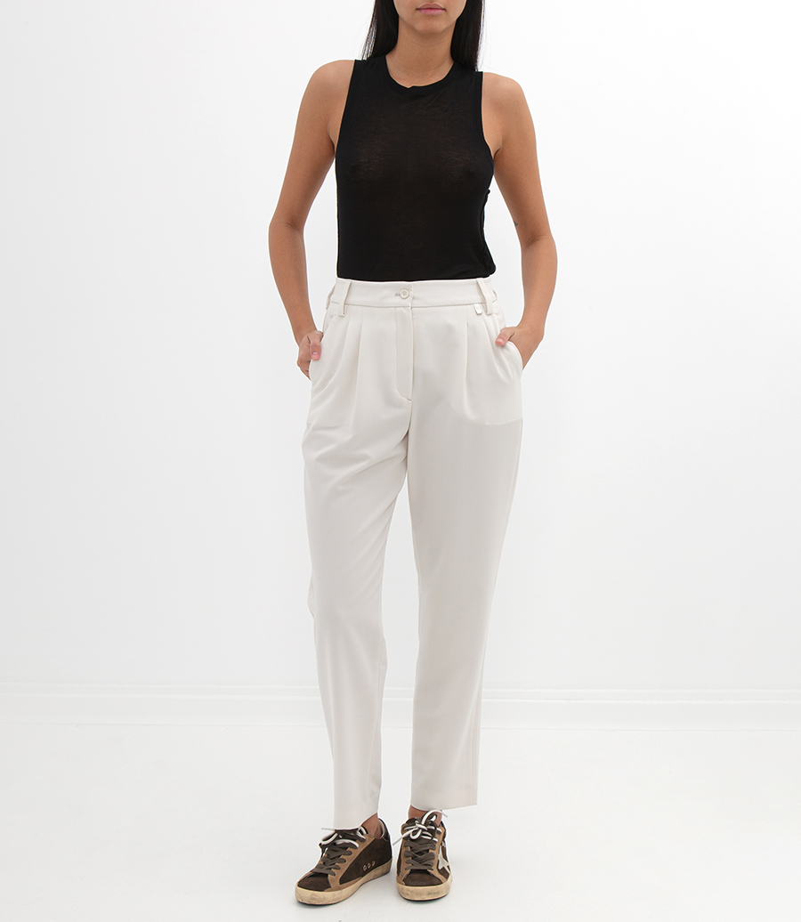 PLEATED VISCOSE EFFECT TROUSERS
