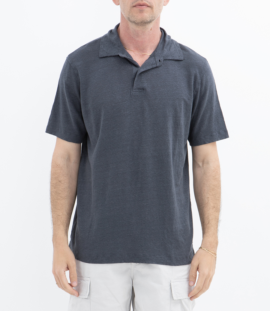 LINEN POLO SS