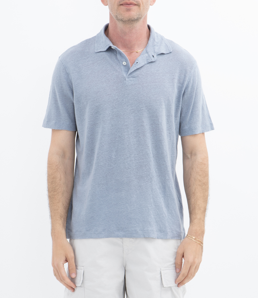 LINEN POLO SS