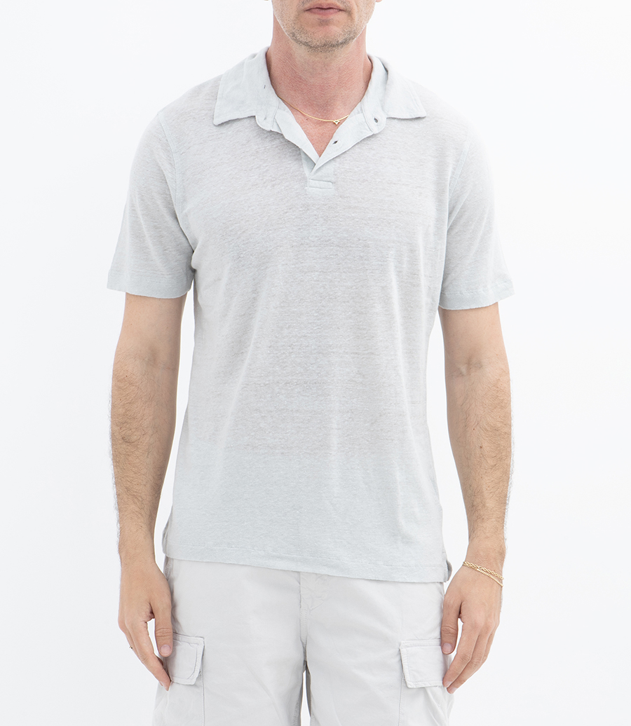LINEN POLO SS