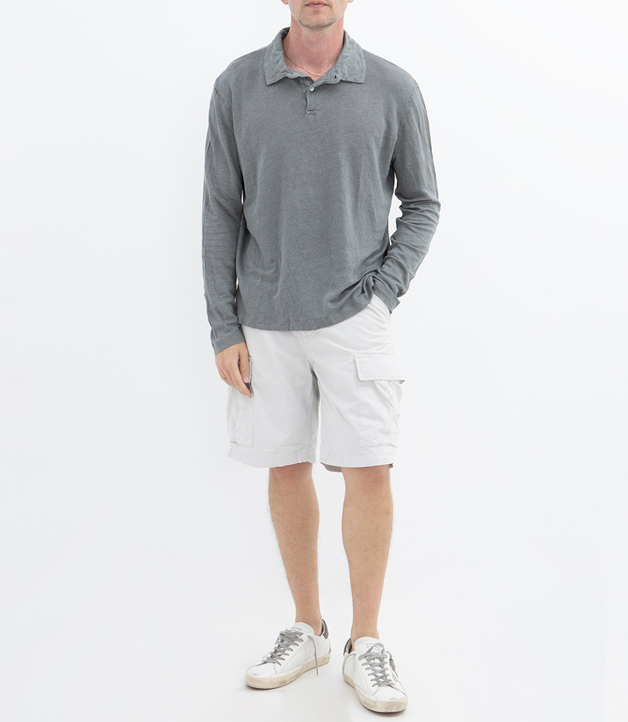 LINEN POLO LS