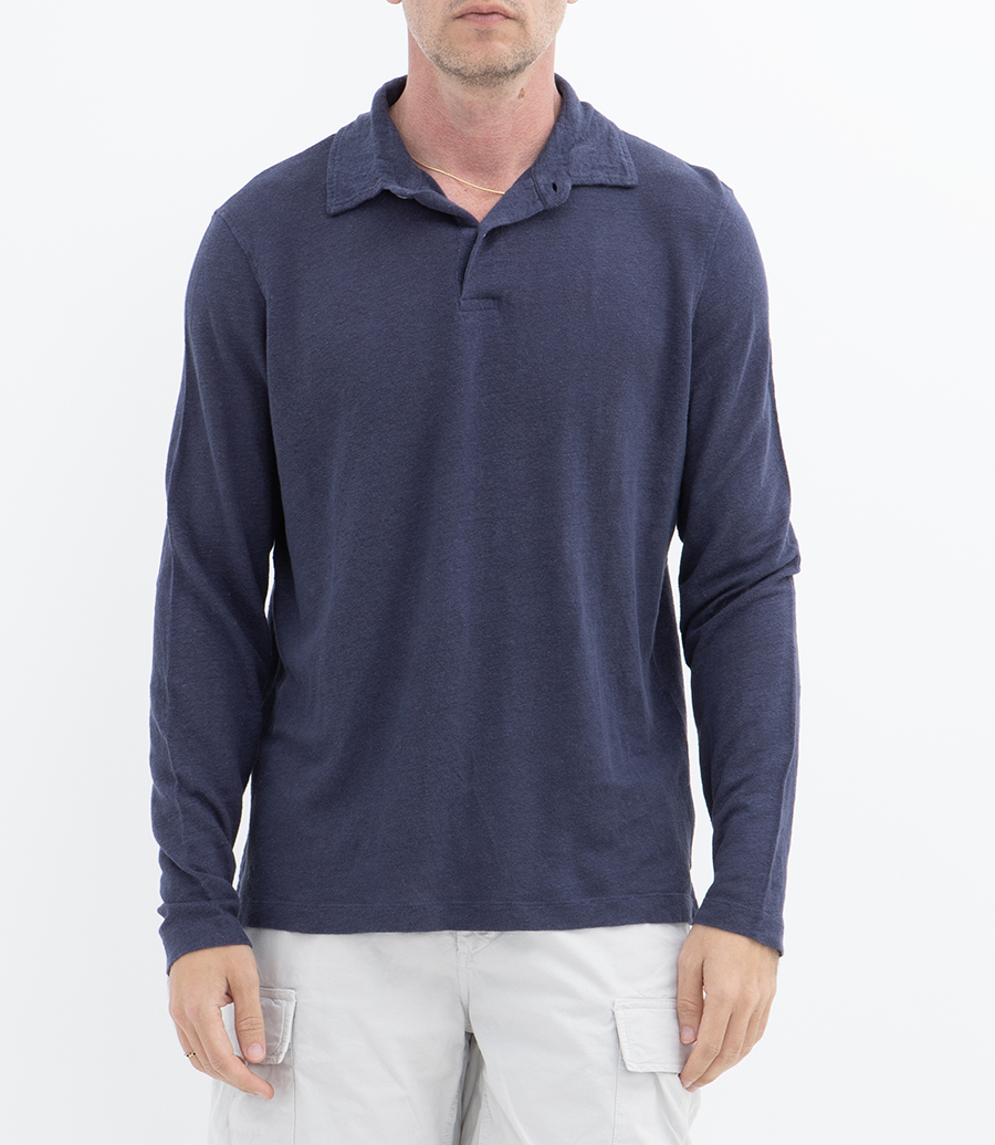 LINEN POLO LS