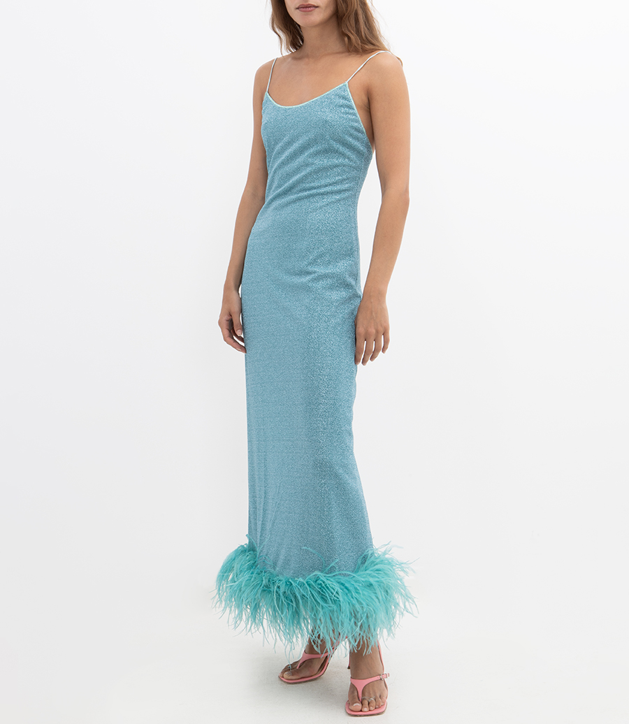 LUMIERE PLUMAGE SLIP DRESS