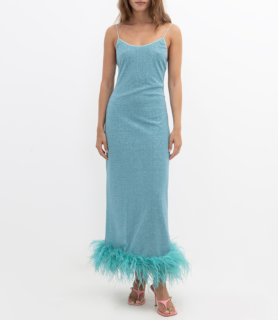 LUMIERE PLUMAGE SLIP DRESS