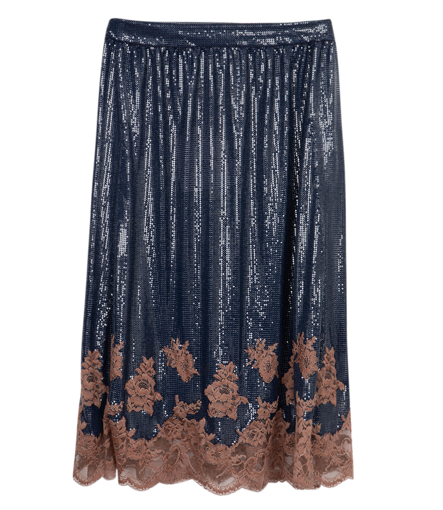 RABANNE - LACE FINISH MESH SKIRT