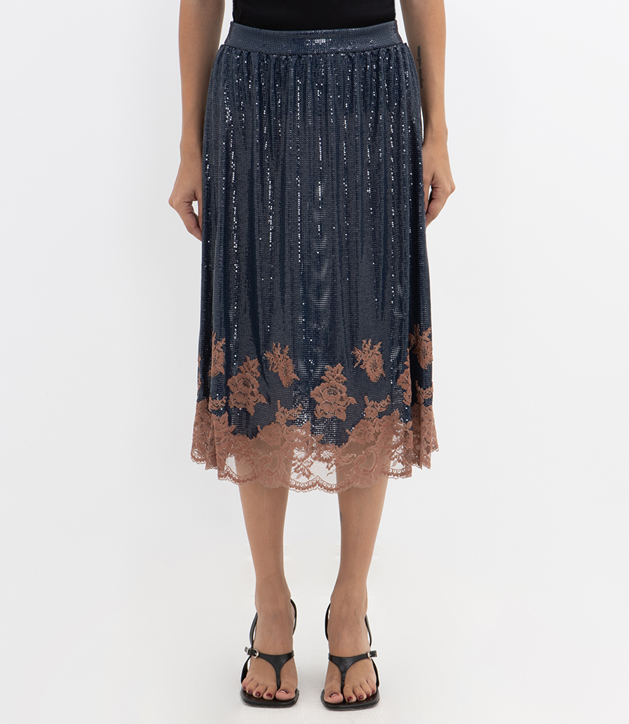LACE FINISH MESH SKIRT