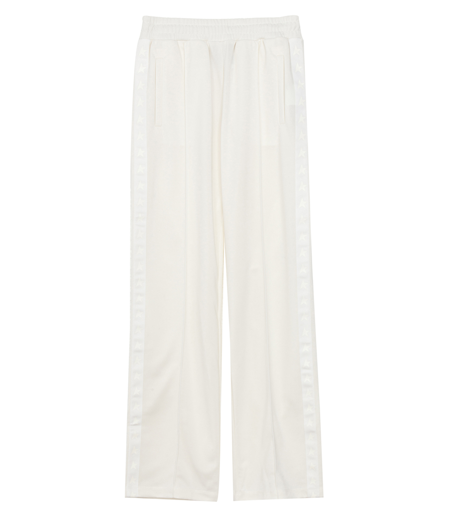 GOLDEN GOOSE  - WOMEN S WHITE JOGGERS WITH STARS ON THE SIDES
