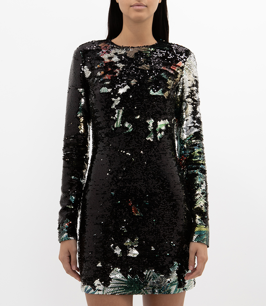 JUNGLE PRINT SEQUIN DRESS