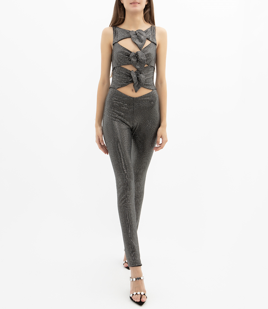 CUT-OUT JUMPSUIT WITH FLORAL DETAILS