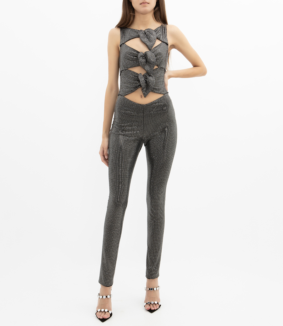 CUT-OUT JUMPSUIT WITH FLORAL DETAILS