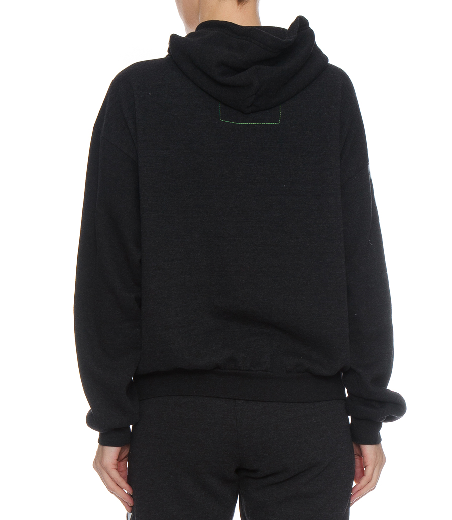 RELAXED CHECK SLEEVE PULLOVER HOODIE