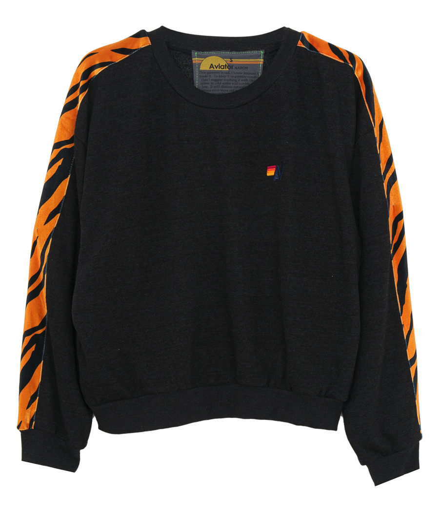 AVIATOR NATION - TIGER STRIPE RELAXED FIT CREW SWEATSHIRT