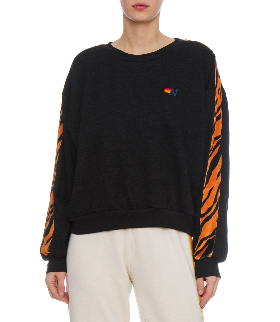 TIGER STRIPE RELAXED FIT CREW SWEATSHIRT