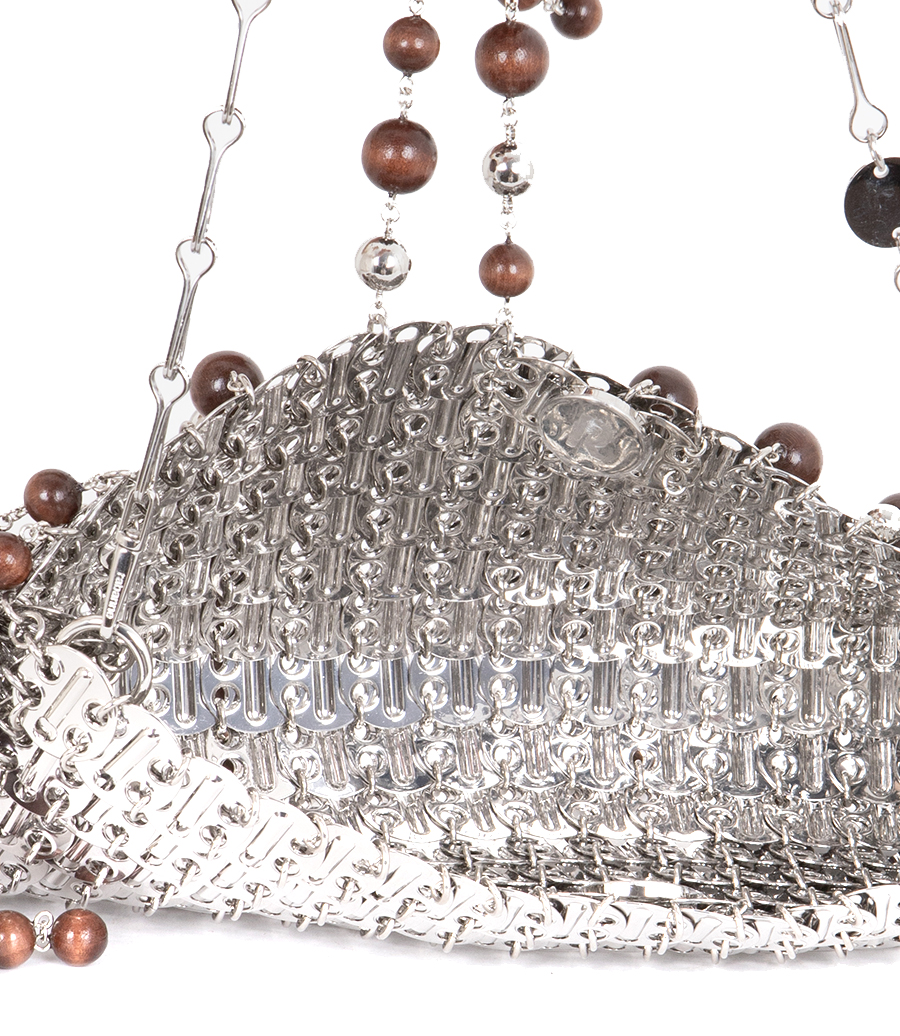 BEAD EMEBLLISHED SILVER 1969 DISCS BAG