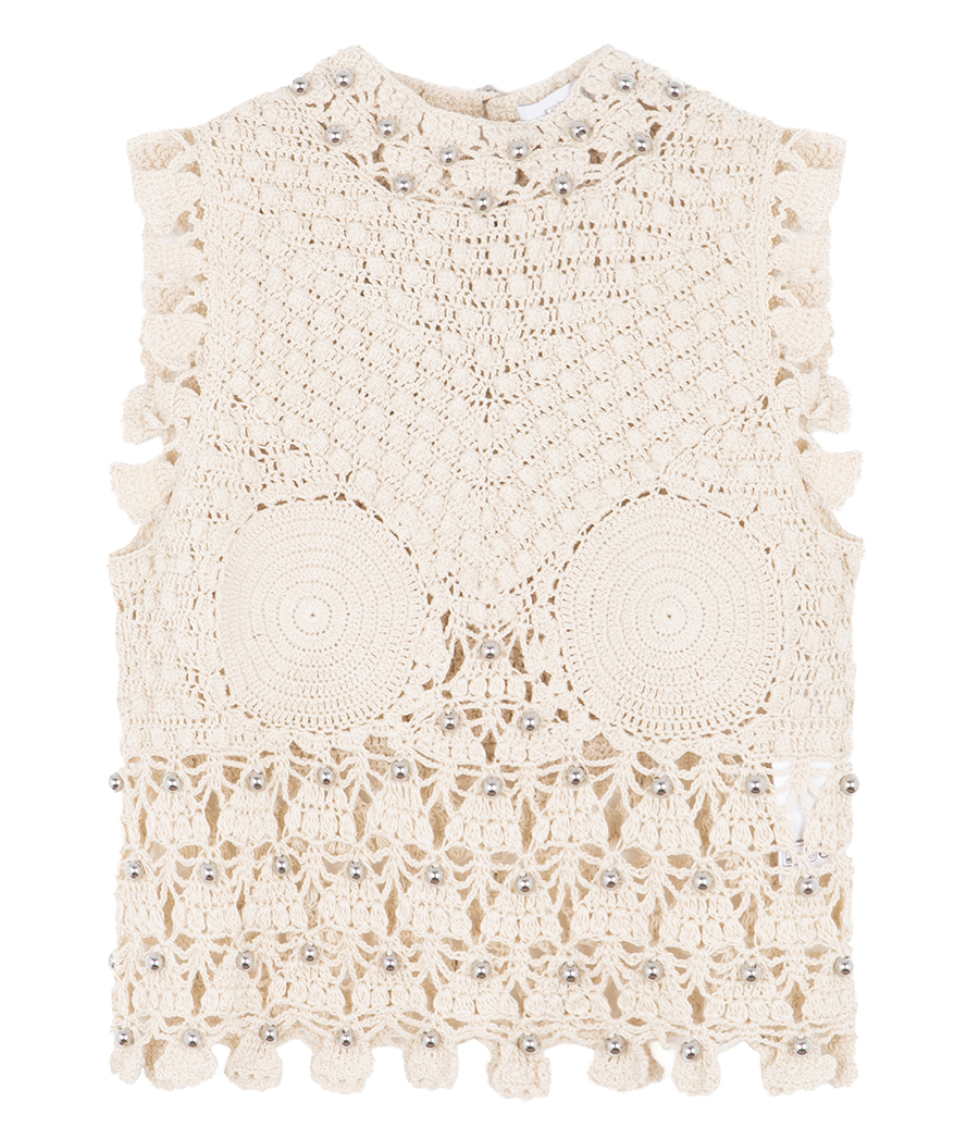 RABANNE - EMBELLISHED CROCHET TOP