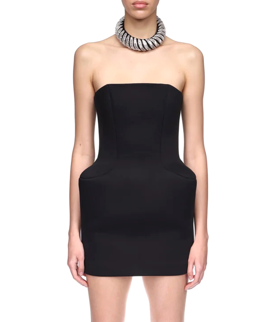 STRAPLESS MINI DRESS WITH PADDED HIP DETAIL