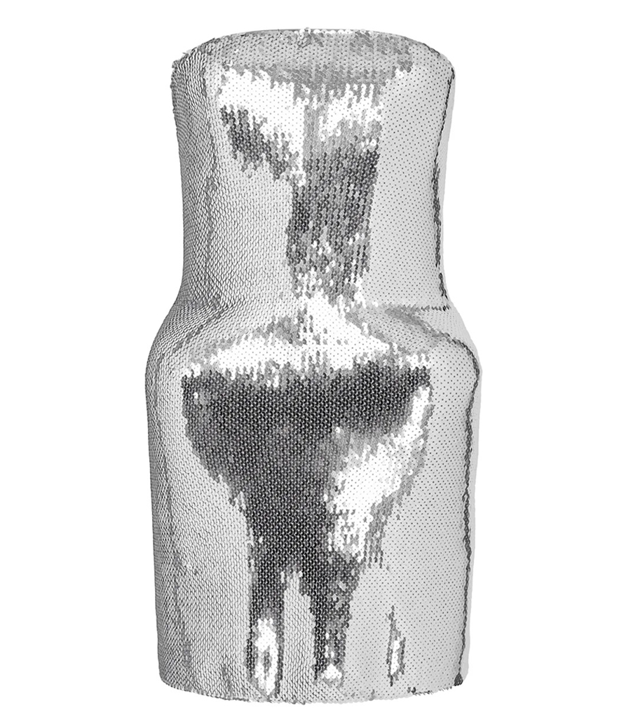 DAVID KOMA - PADDED HIP DETAIL SEQUIN MINI DRESS
