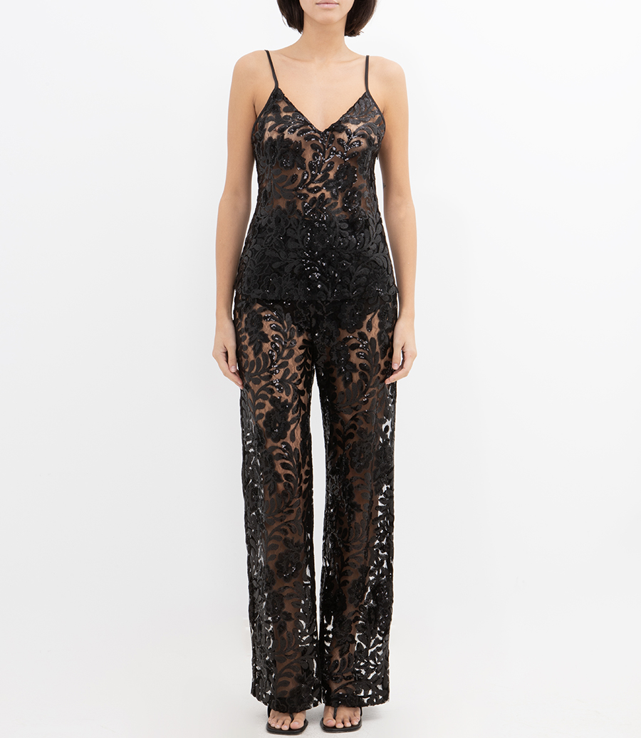 FLORAL PATTERN TULLE TOP