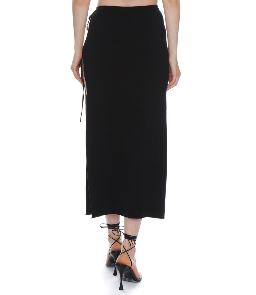 KNIT CUTOUT MIDI SKIRT