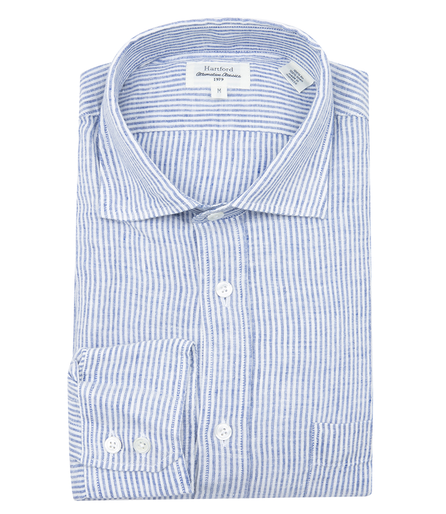 HARTFORD - PAUL STRIPED SEERSUCKER SHIRT