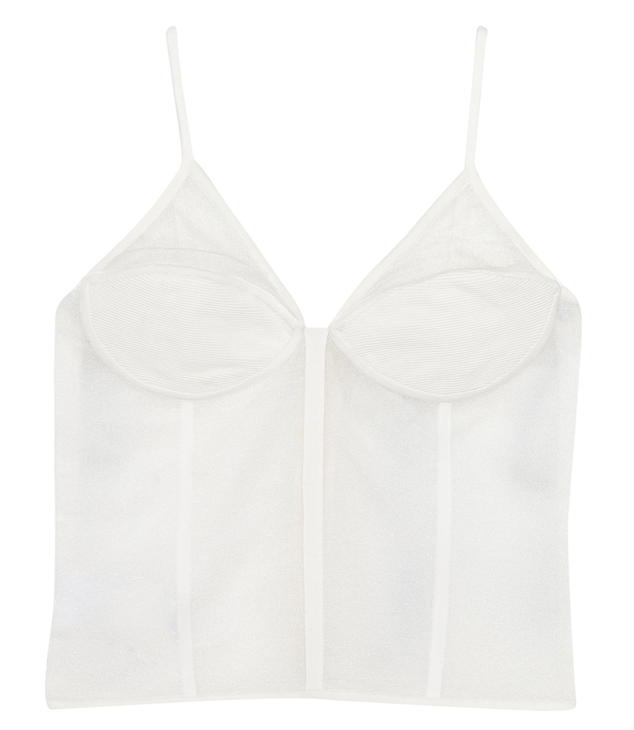 HERVE LEGER - SHEER INTARSIA BUSTIER TOP