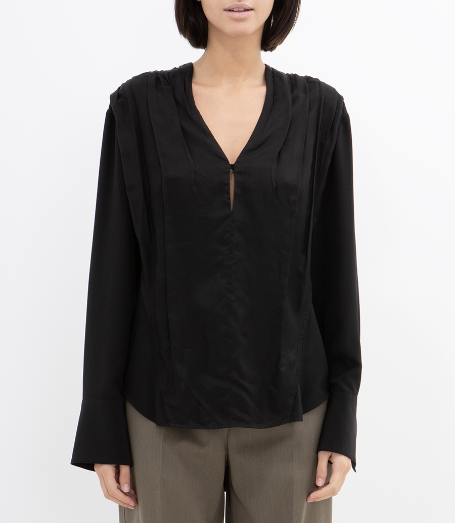 V-NECK GATHERED TOP