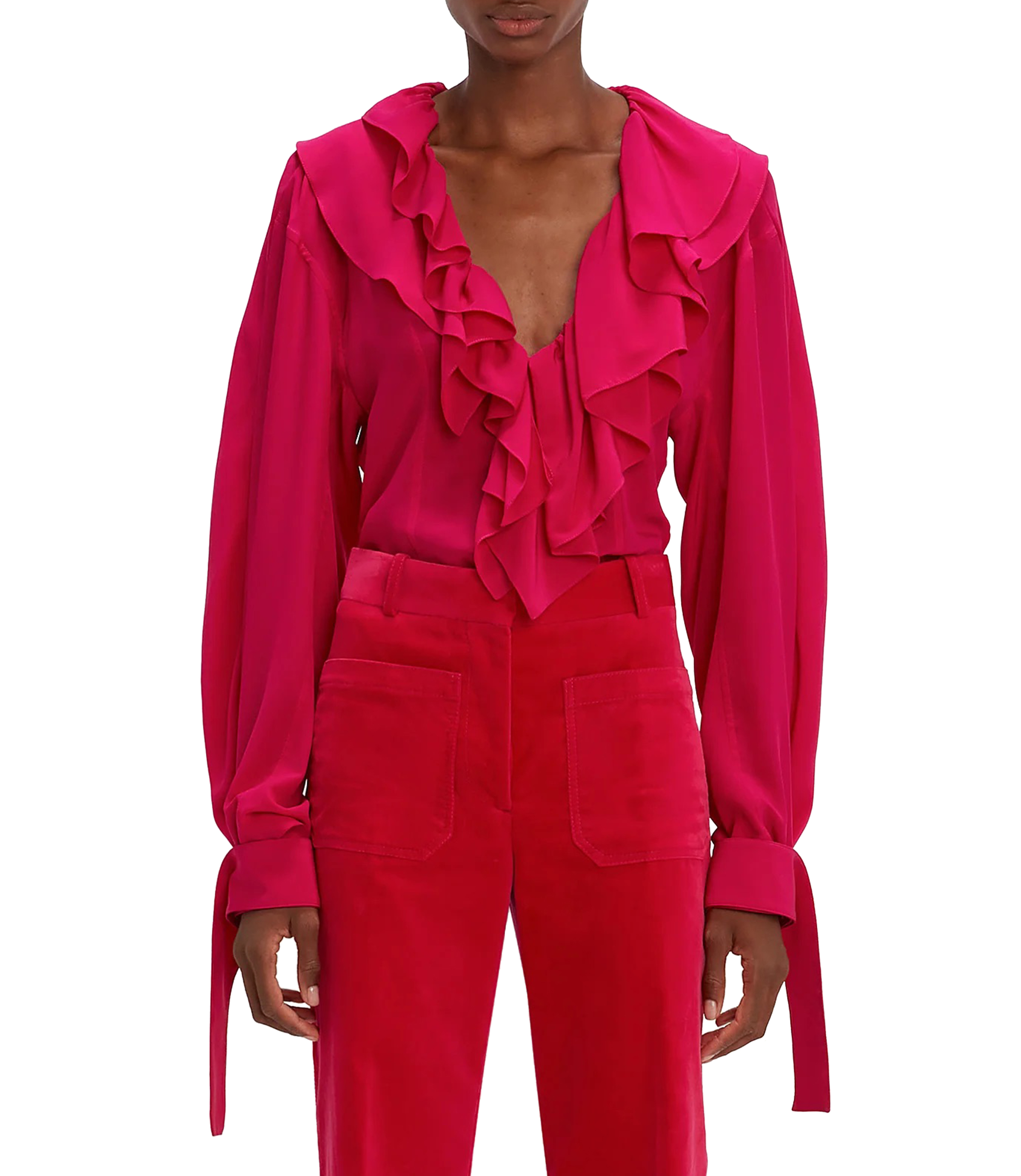 DEEP V RUFFLED BLOUSE