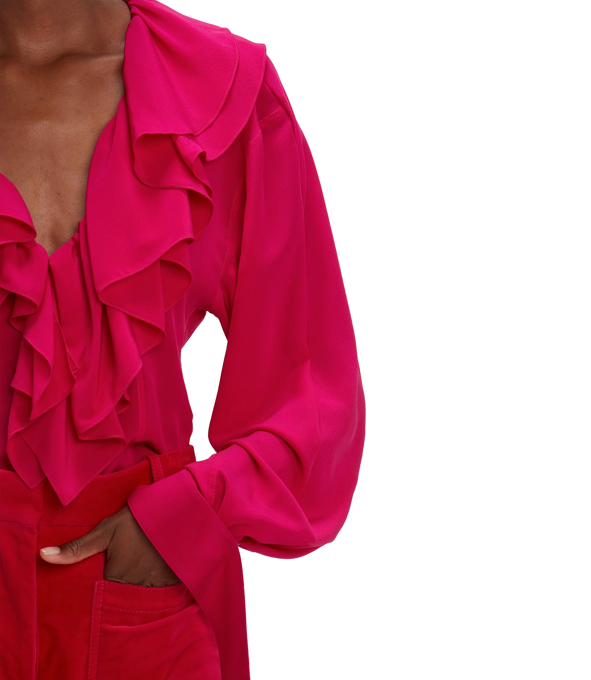 DEEP V RUFFLED BLOUSE