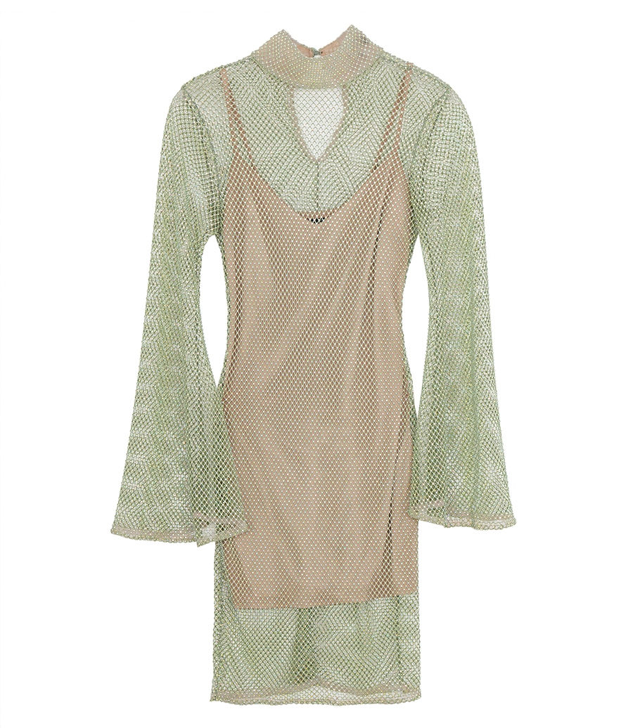 PATBO - HAND-BEADED RHINESTONE DRESS