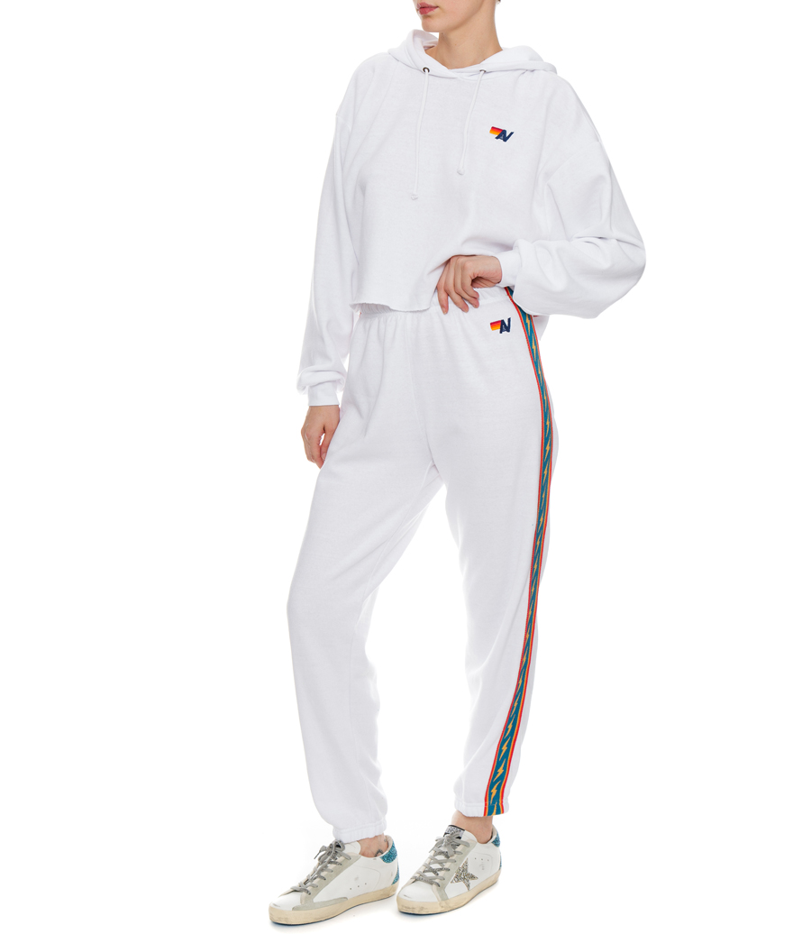 BOLT STRIPE RELAXED CROPPED PULLOVER HOODIE