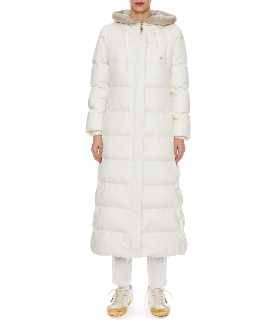 CASHMERE SILK LONG BELTED PARKA