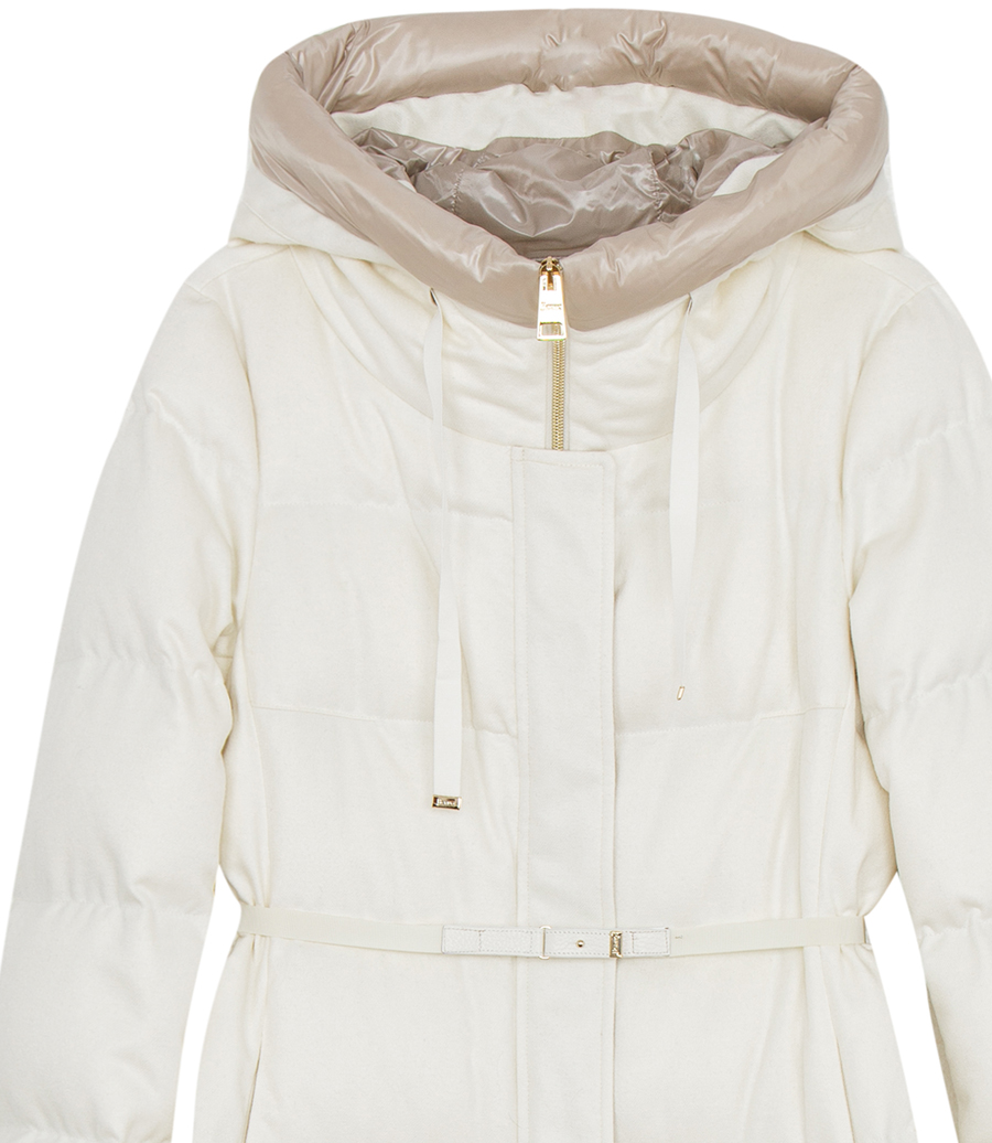 CASHMERE SILK LONG BELTED PARKA