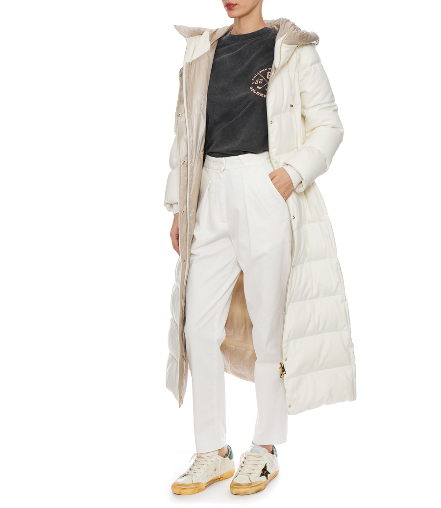 CASHMERE SILK LONG BELTED PARKA