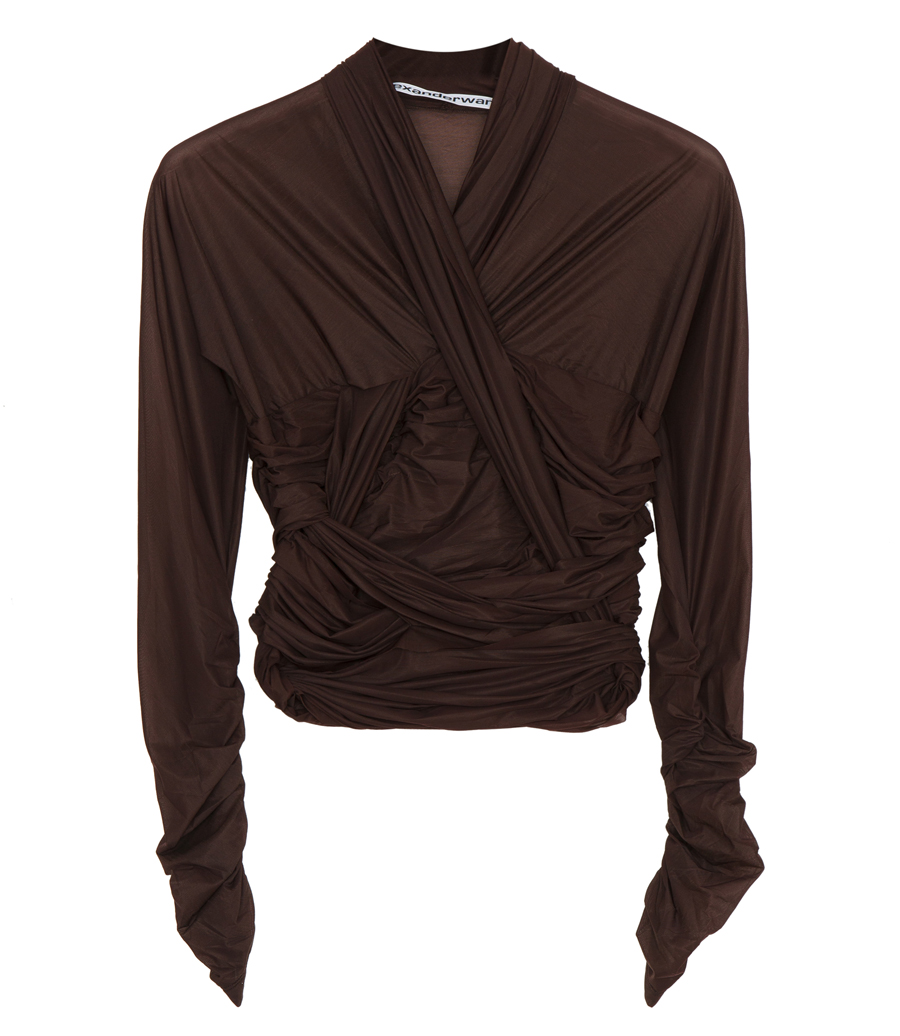 ALEXANDER WANG - RUCHED DRAPED TOP IN HOSIERY JERSEY