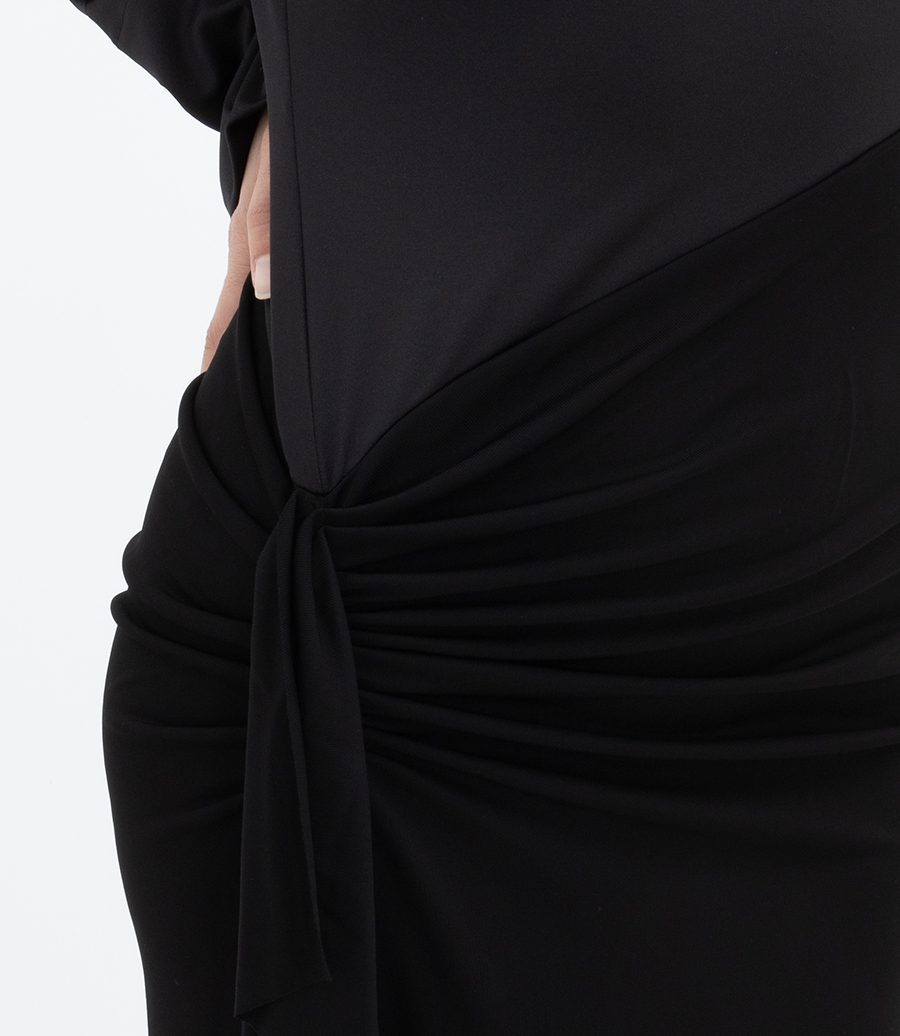 LONG SLEEVE RUCHED DETAIL GOWN