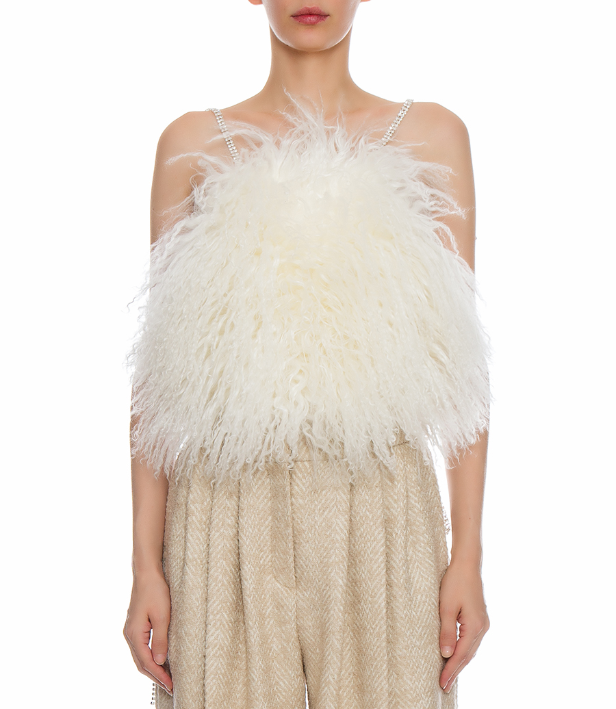 SHEARLING CRYSTAL TANK TOP