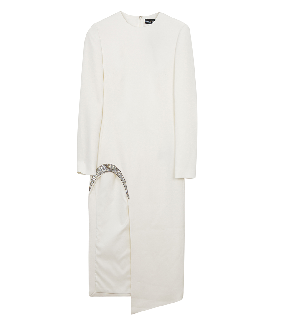DAVID KOMA - CRYSTAL DETAIL OPEN LEG MIDI DRESS