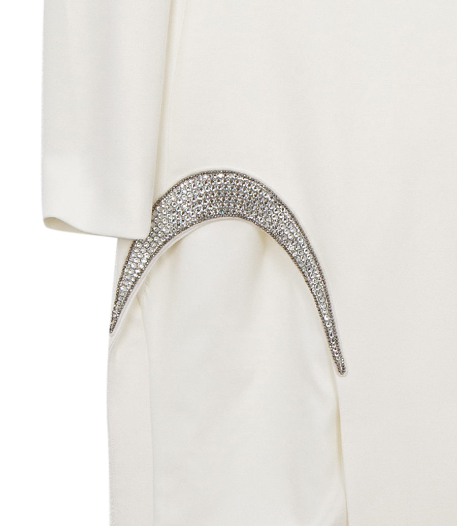 CRYSTAL DETAIL OPEN LEG MIDI DRESS