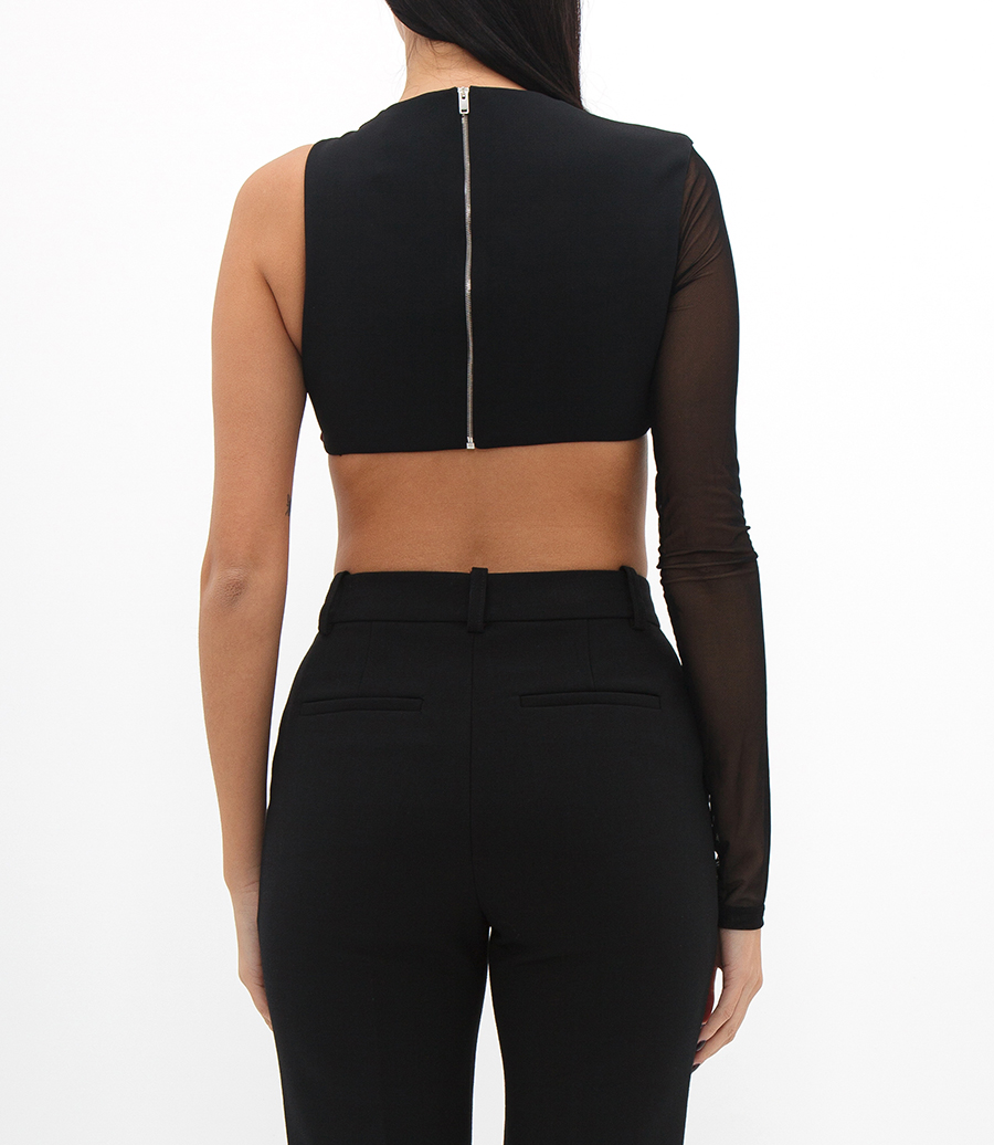 METAL TUBE CHEST DETAIL SLV RUCHED MESH TOP