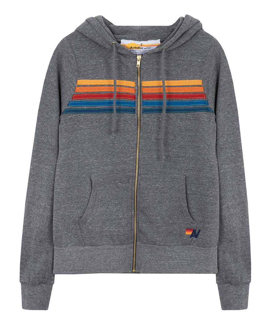 AVIATOR NATION - 5 STRIPE ZIP HOODIE