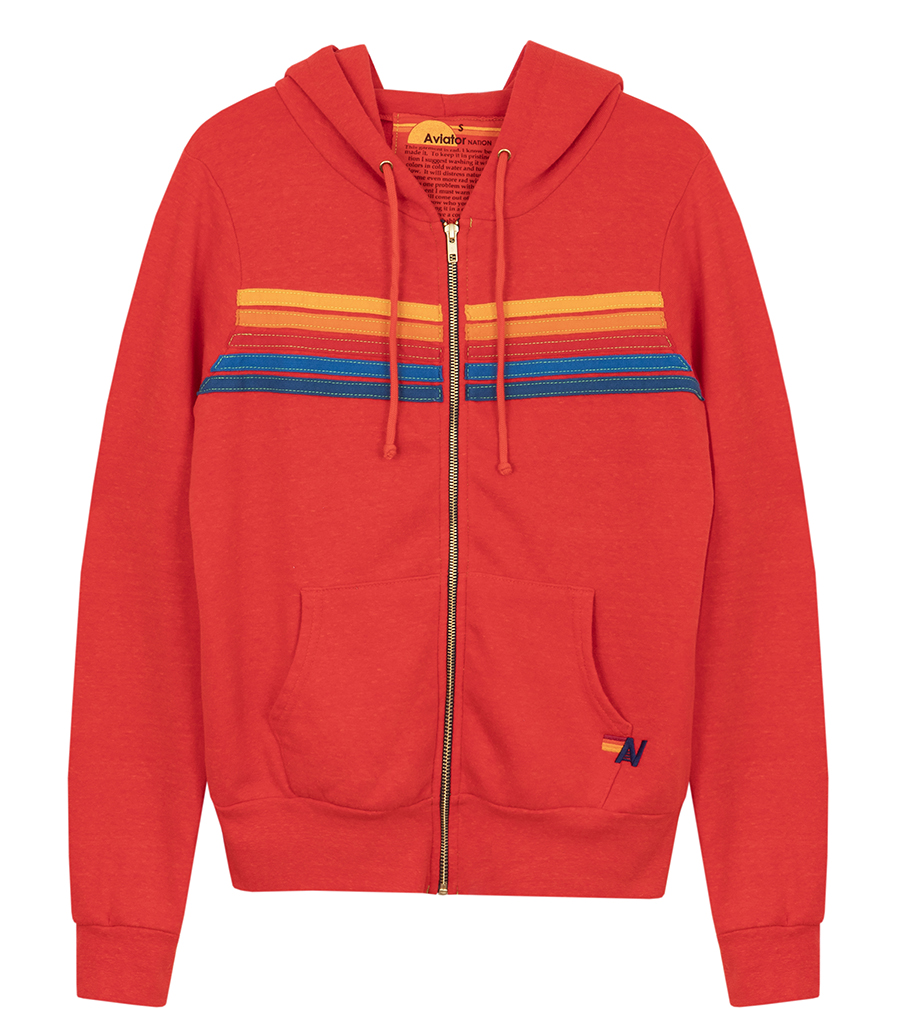 AVIATOR NATION - 5 STRIPE ZIP HOODIE