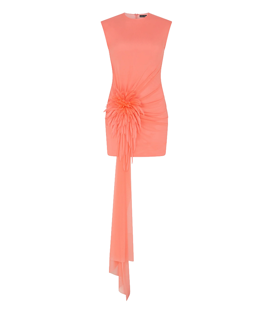 DAVID KOMA - CACTUS DAHLIA EMBROIDERED DRAPED DRESS