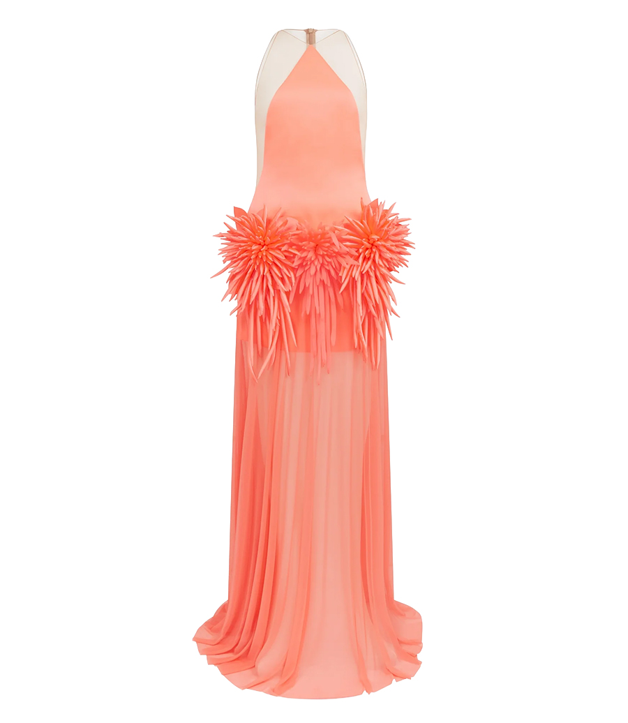 DAVID KOMA - CACTUS DAHLIA DETAIL GOWN